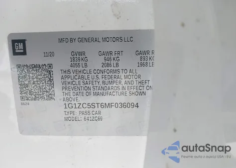 2021 Chevrolet Malibu Fwd 1Fl from USA, damaged, VIN 1G1ZC5ST6MF036094